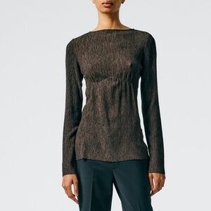 Tibi Crinkle Lyocell Boatneck T-Shirt